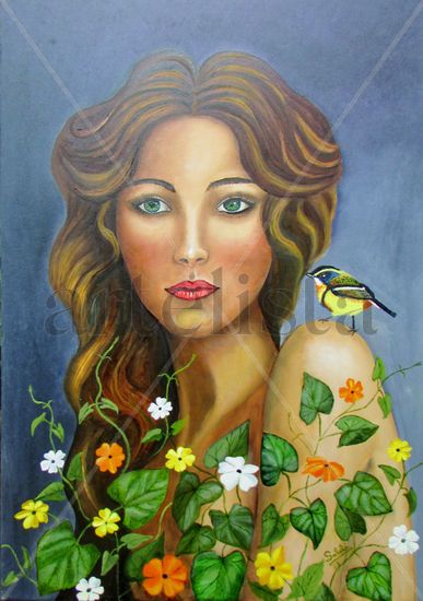 Vivir la primavera. Oil Canvas Figure Painting