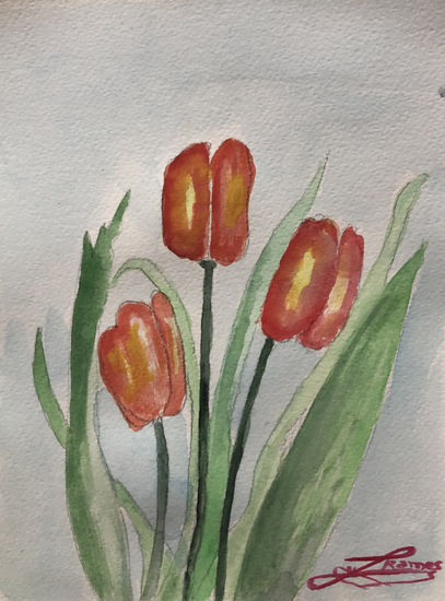 Tulipanes Watercolour Paper Floral Painting