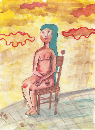 Sentada 2 Mixed media Paper Figure Painting