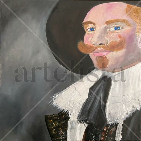 Le moustache Oil Canvas Portrait