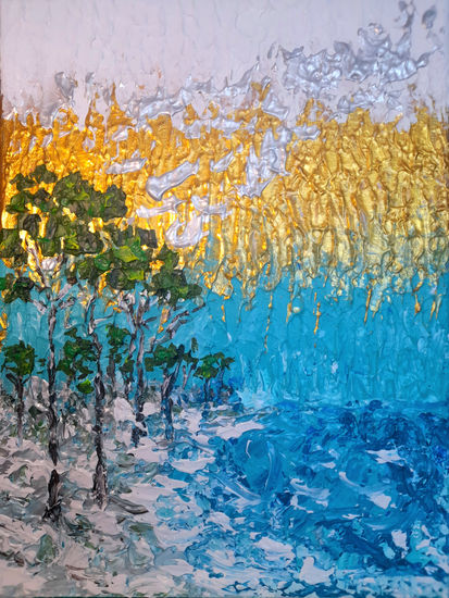 Gold Acrylic Canvas Marine Painting