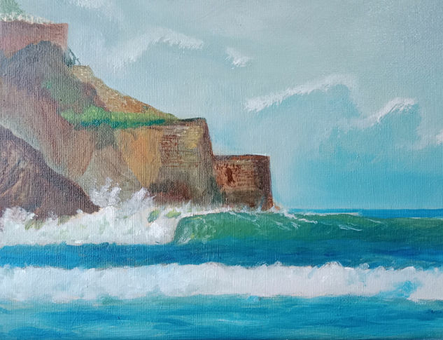 Playa de la Arena, antiguo descargadero de mineral Oil Canvas Marine Painting