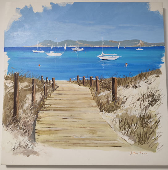 Camino hacia el mar Acrylic Canvas Marine Painting