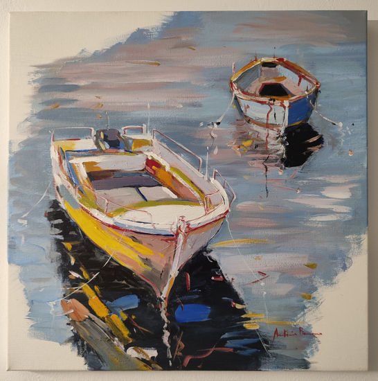 Dos botes Acrylic Canvas Marine Painting