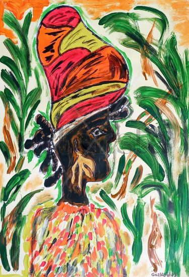 Africa IX Acrylic Paper Figure Painting