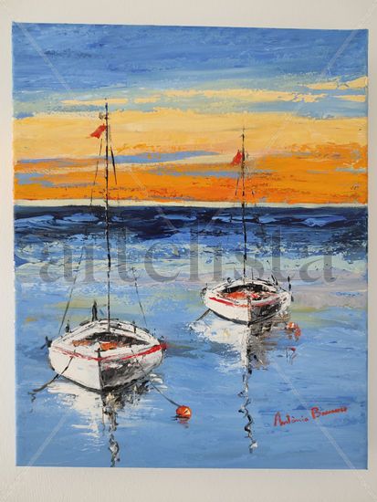 Dos veleros Acrylic Canvas Marine Painting