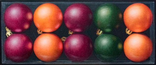 Painting in hyperrealism "Just Christmas Balls..." Acrílico Lienzo Bodegones