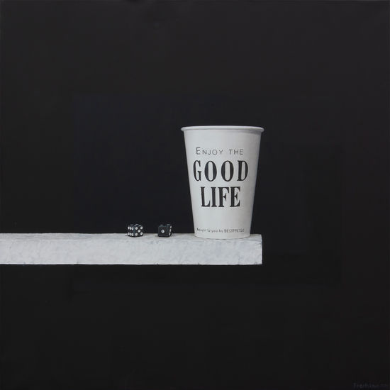 Acrylic still life in hyperrealism "Just Enjoy the Good Life... Acrílico Lienzo Bodegones