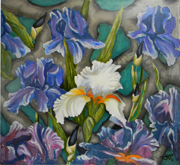 Iris Oil Canvas Marine Painting