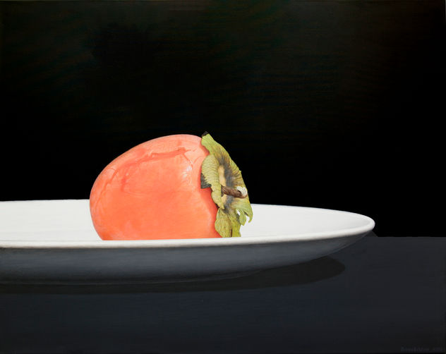 Hyperrealistic still life painting "Just Persimmon..."