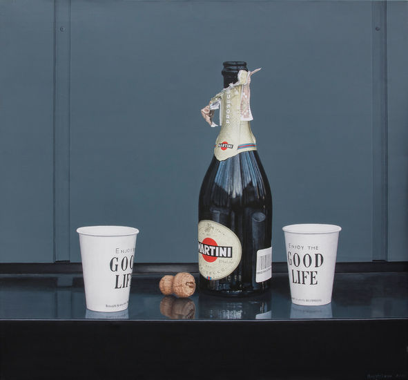 Hyperrealistic still life painting "Just Martini..." Acrylic Canvas Still Life Paintings