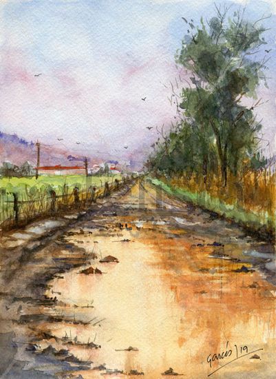 Charcos en el Camino Watercolour Card Landscaping