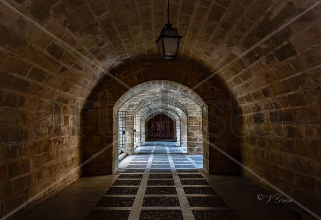 Stone arcades in light and shadow