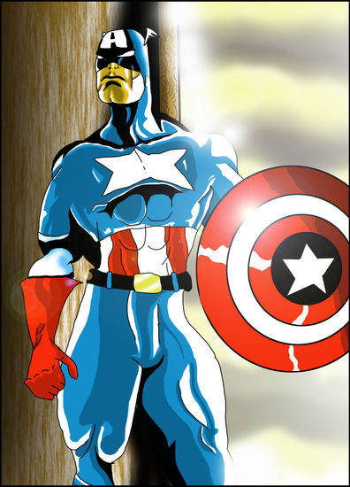 Captain America con escudo Mixed Media