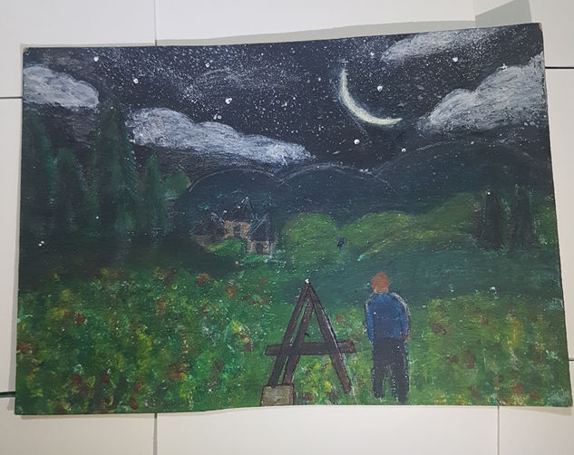 La noche estrellada, Van Gogh Acrílico Cartulina Paisaje