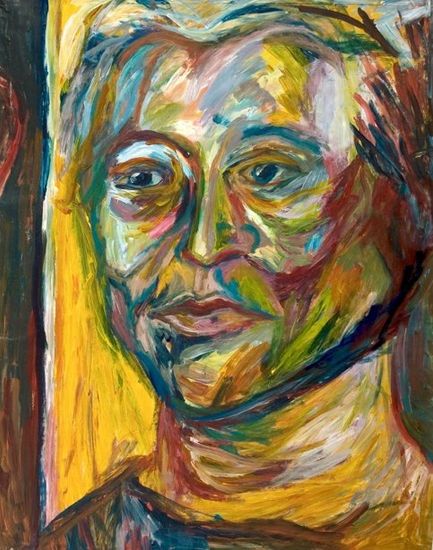 homen jovem no fundo amarelo Acrylic Paper Portrait