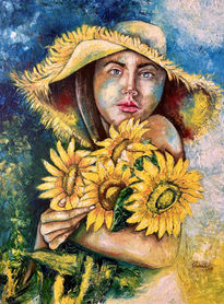 Muchacha con girasoles