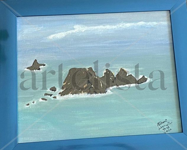 Bahía de Ixtapa a las 7 de la mañana Acrylic Textile Marine Painting