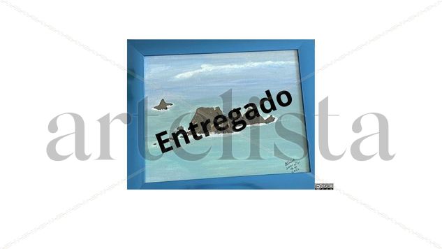Bahía de Ixtapa a las 7 de la mañana Acrylic Textile Marine Painting