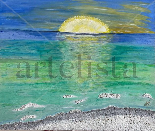 Caribe al amanecer Others Canvas Marine Painting