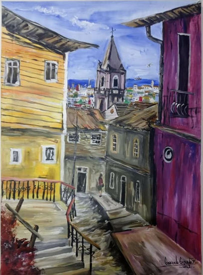 Valparaiso de Gonzalo Gajardo. Acrílico Tabla Paisaje