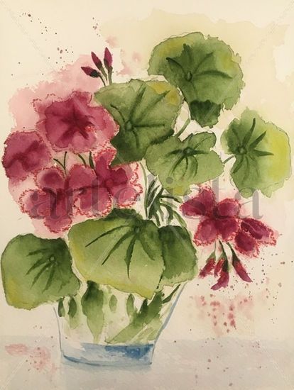 Geranios Watercolour Paper Floral Painting