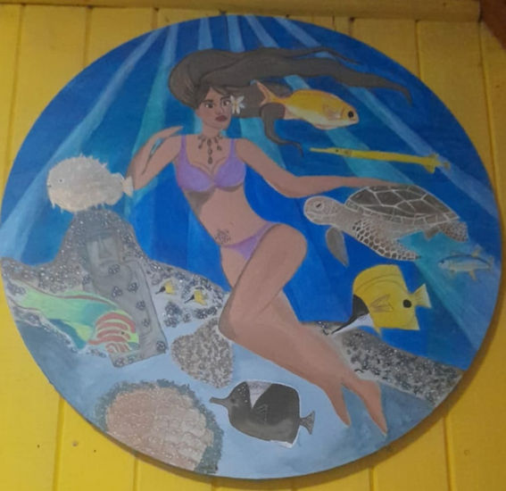 mujer de la isla de pascua Acrylic Canvas Marine Painting