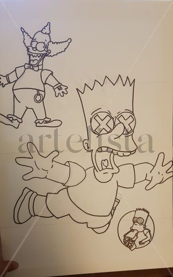 Bart & Krusty Mixed Media