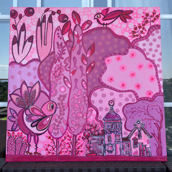 La vida en rosa Acrylic Canvas Floral Painting