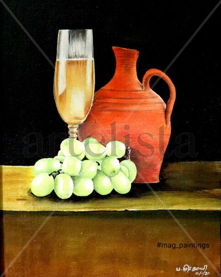 Graphs & Wine Acrylic Canvas Still Life Paintings