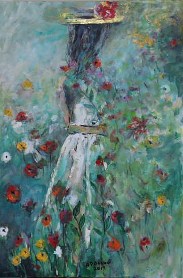 Dama en el jardin XI Acrylic Canvas Landscaping