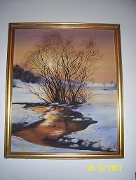 "Atardecer en la nieve" Oil Canvas Marine Painting