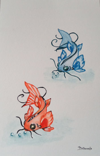 Mis peces Acuarela Papel Animales