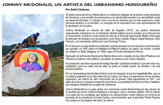 PINTOR HONDUREÑO, BIOGRAFIA. JOHNNY MCDONALD HONDURAS Fotoperiodismo y documental Color (Digital)