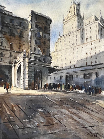 gran via en madrid Watercolour Paper Landscaping