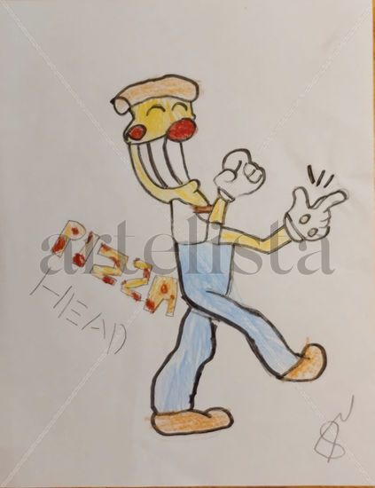 Pizza man Mixed Media