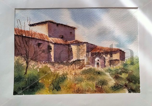 Pueblo de Castilla Acuarela Papel Paisaje