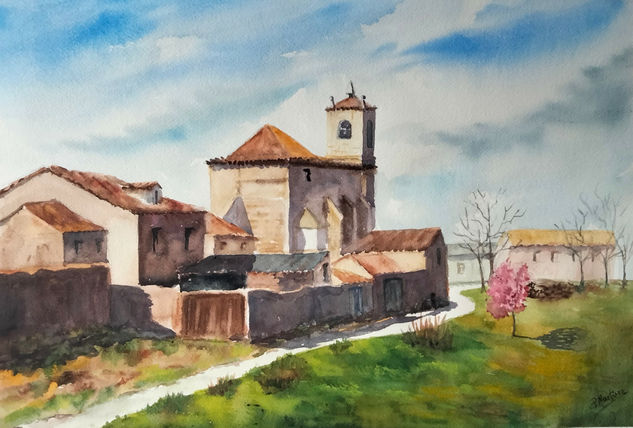 San Martín de valvenin Acuarela Papel Paisaje