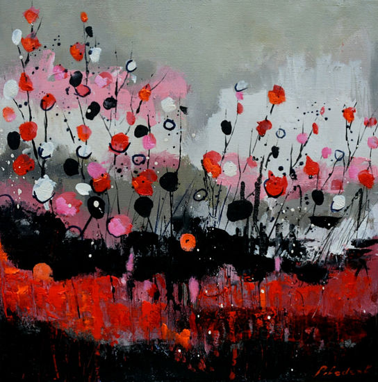 Red and black dots Oil Canvas Others