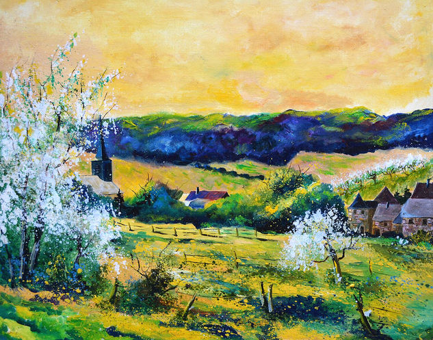 Spring in Matagne Óleo Lienzo Paisaje