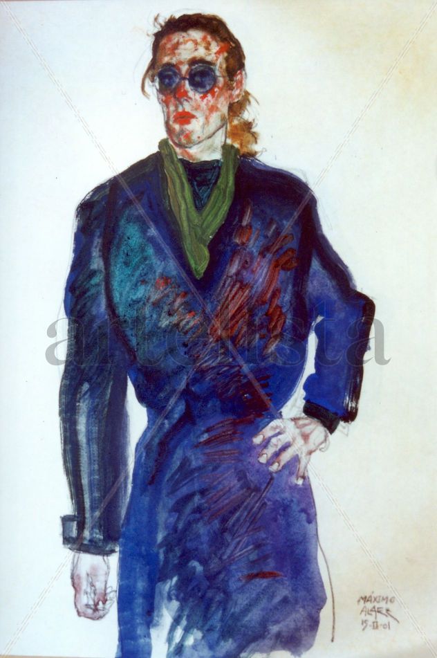 Autorretrato con bata azul / Self-portrait in blue gown