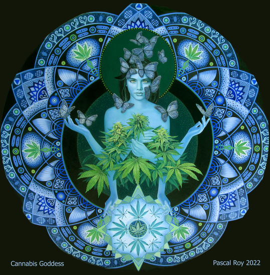 Cannabis Goddess Oil Canvas Figure Painting