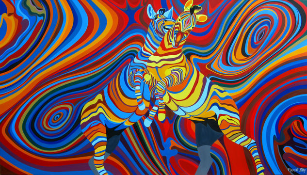 Zebradelic Oil Canvas Animals