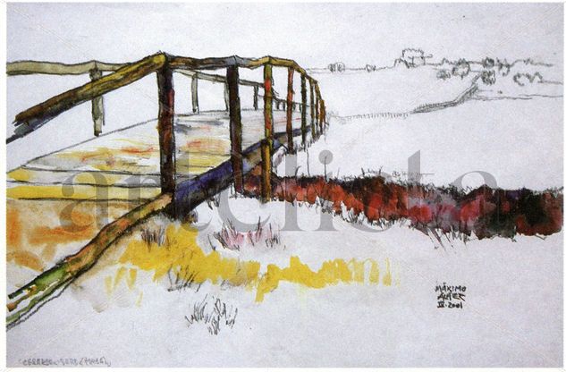 Puente sobre el corredor verde / Bridge over the Green Corridor Mixed media Paper Landscaping