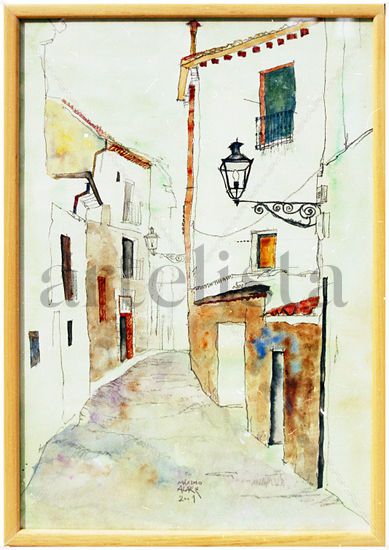 Calle en Segovia / Street in Segovia Mixed media Paper Landscaping