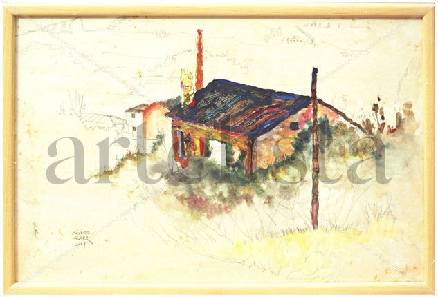 Cabaña en el extrarradio / Cabin in the Outskirts of Town Mixed media Paper Landscaping