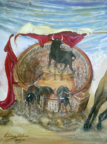 La Rebelión de los Toros. Oil Canvas Animals