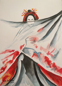 Geisha velo rojo