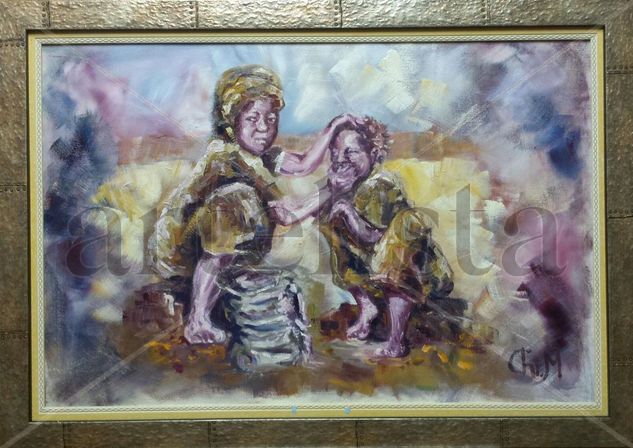 ENTRE HERMANOS Oil Canvas Figure Painting