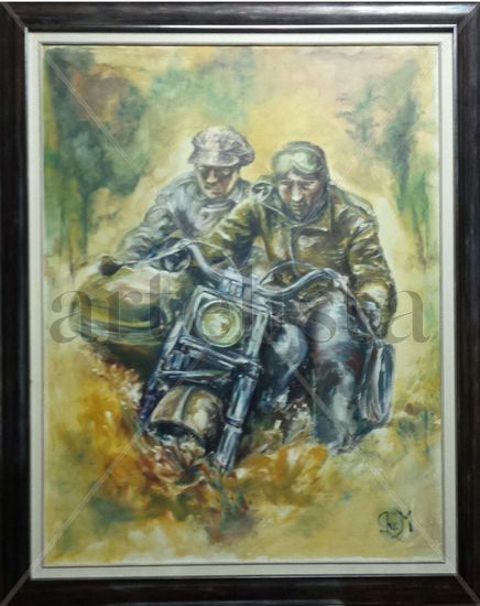 EL SIDECAR Oil Canvas Figure Painting